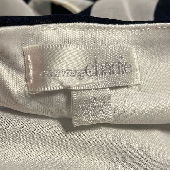 Charming Charlie Ladies Flowy Horizontal Striped Mini Dress, Size M, Black White - Picture 6 of 8